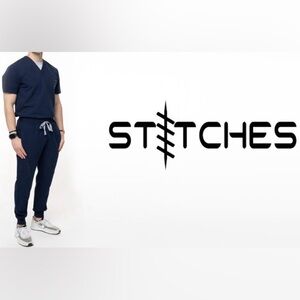 🩺 Stitches Men's Navy Blue Scrub Joggers Set Size L NEW